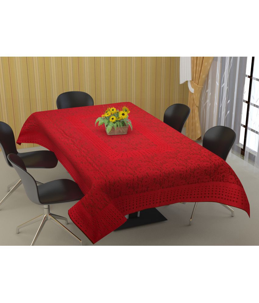     			WISEHOME - Maroon Cotton Table Cover ( Pack of 1 )