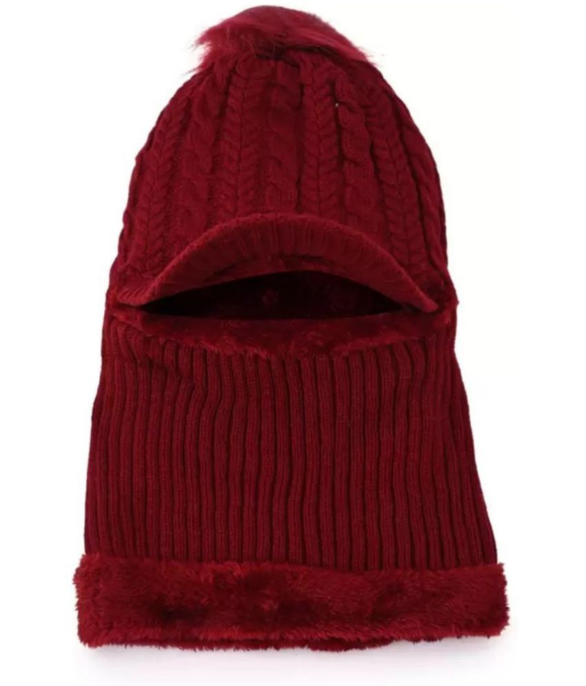     			Zacharias - Maroon Woollen Women's Cap ( Pack of 1 )