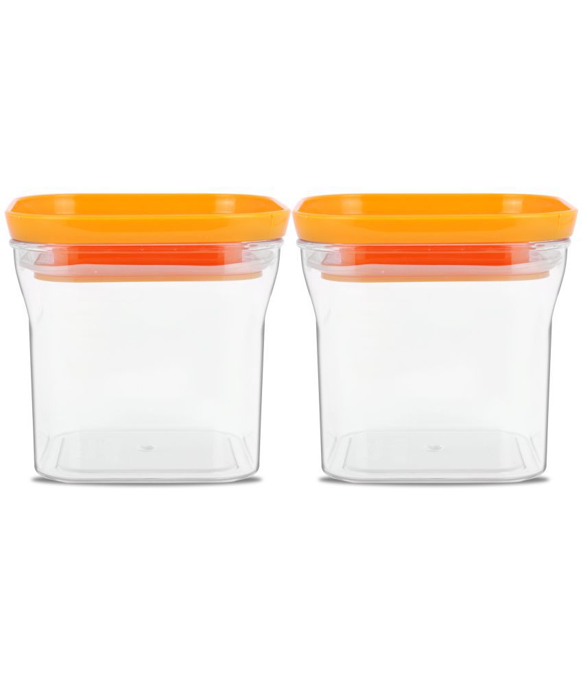     			HomePro - Square Container | Airtight | Silicone Cap | Orange | Plastic Utility Container | Set of 2 - 600 ml