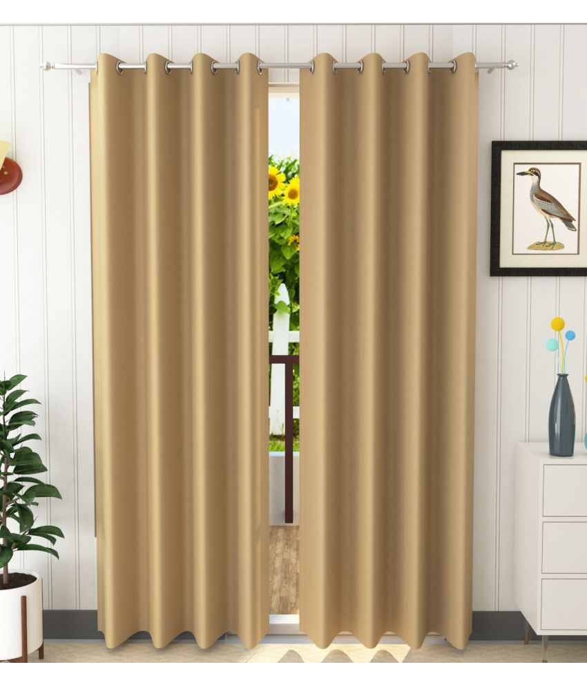     			Homefab India Solid Blackout Eyelet Window Curtain 5ft (Pack of 2) - Beige