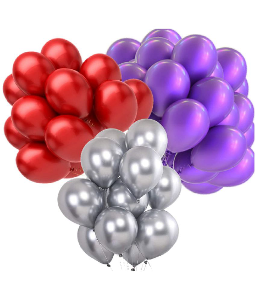     			Jolly Party   Combo of Red,Silver,Purple Color Metallic Balloon pack of 51