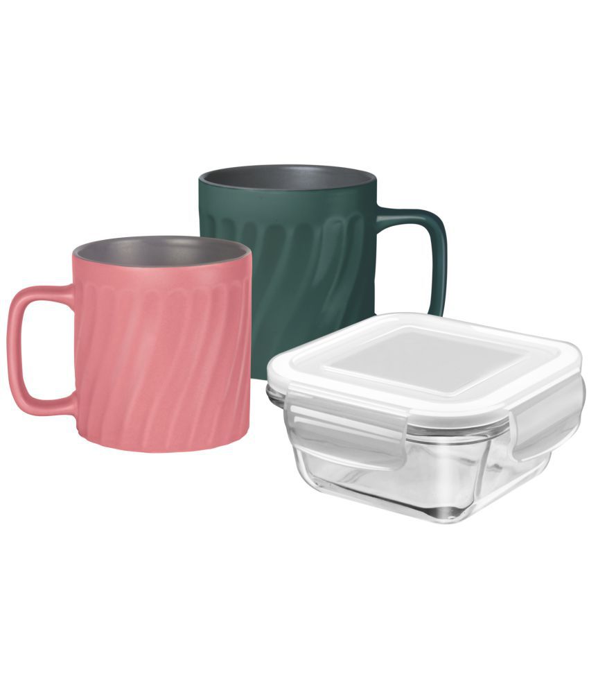     			Treo By Milton Hot "N" Fresh High Tea, Set of 3, With 2 Mugs - 230 ml Each, 1 Container - 300 ml | Tea | Coffee | Snacks| Storage | Air Tight | Kitchen Organizer