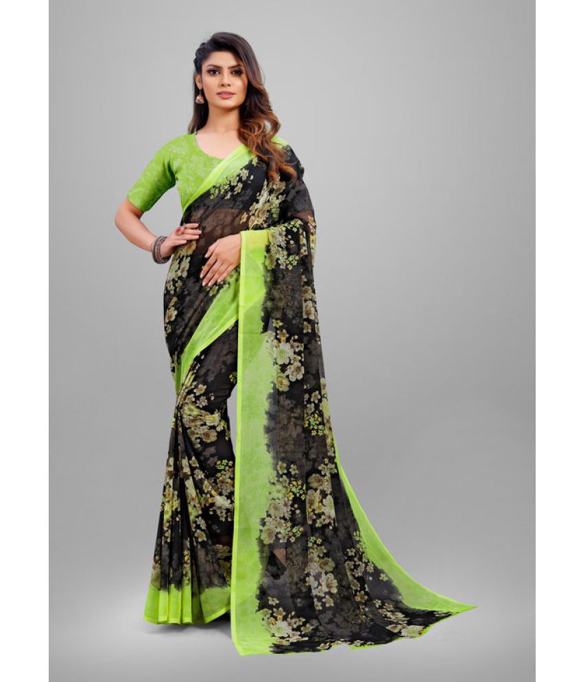     			Sanjana Silks - Green Chiffon Saree With Blouse Piece ( Pack of 1 )