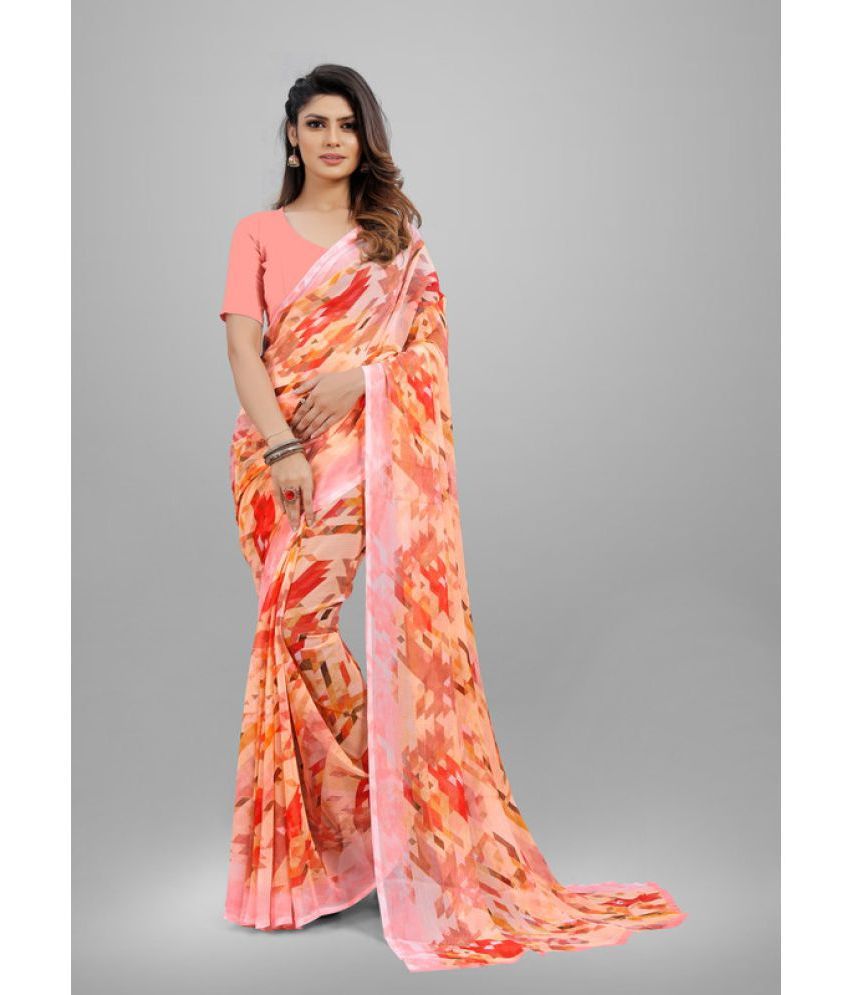     			Sanjana Silks - Pink Chiffon Saree With Blouse Piece ( Pack of 1 )