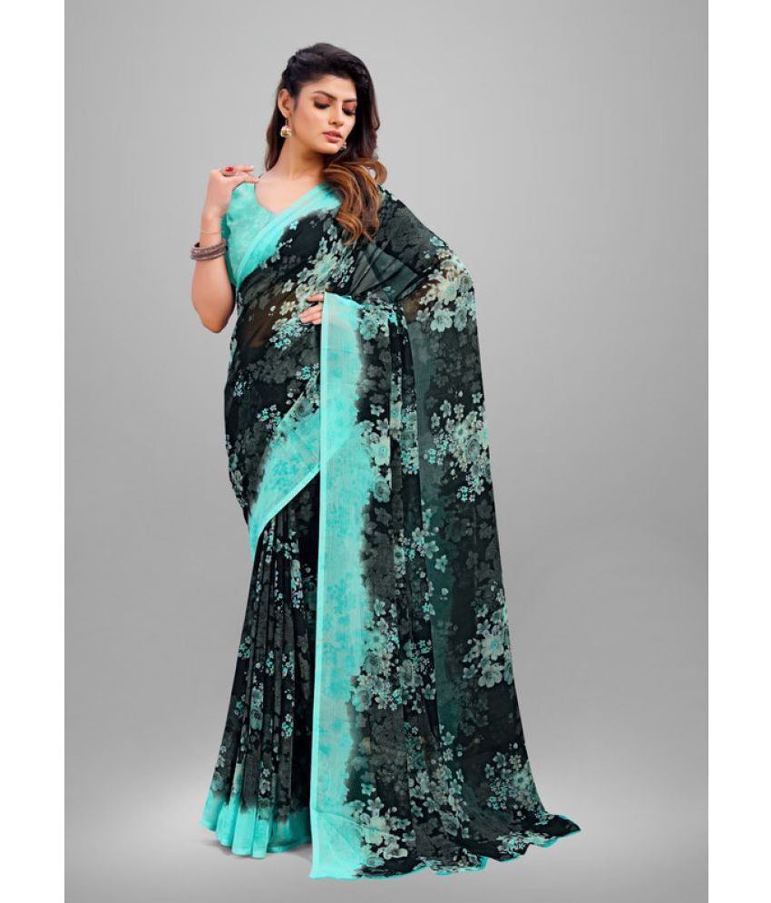     			Sitanjali - SkyBlue Chiffon Saree With Blouse Piece ( Pack of 1 )