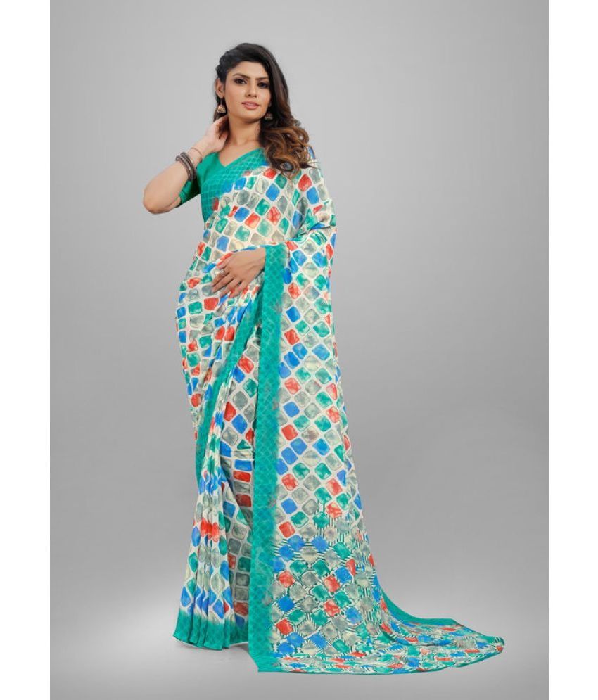     			Sitanjali - SkyBlue Georgette Saree With Blouse Piece ( Pack of 1 )