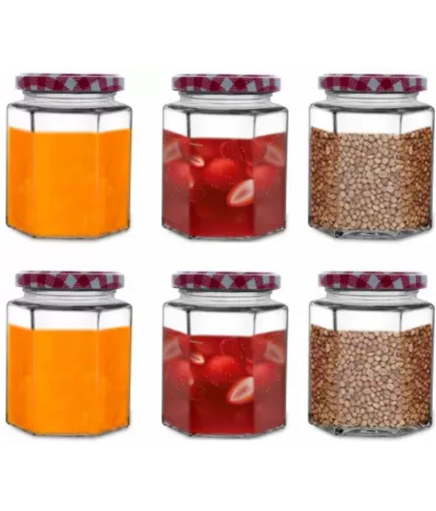     			skwaion - Red Glass Pickle Container ( Set of 6 ) - 250 ml