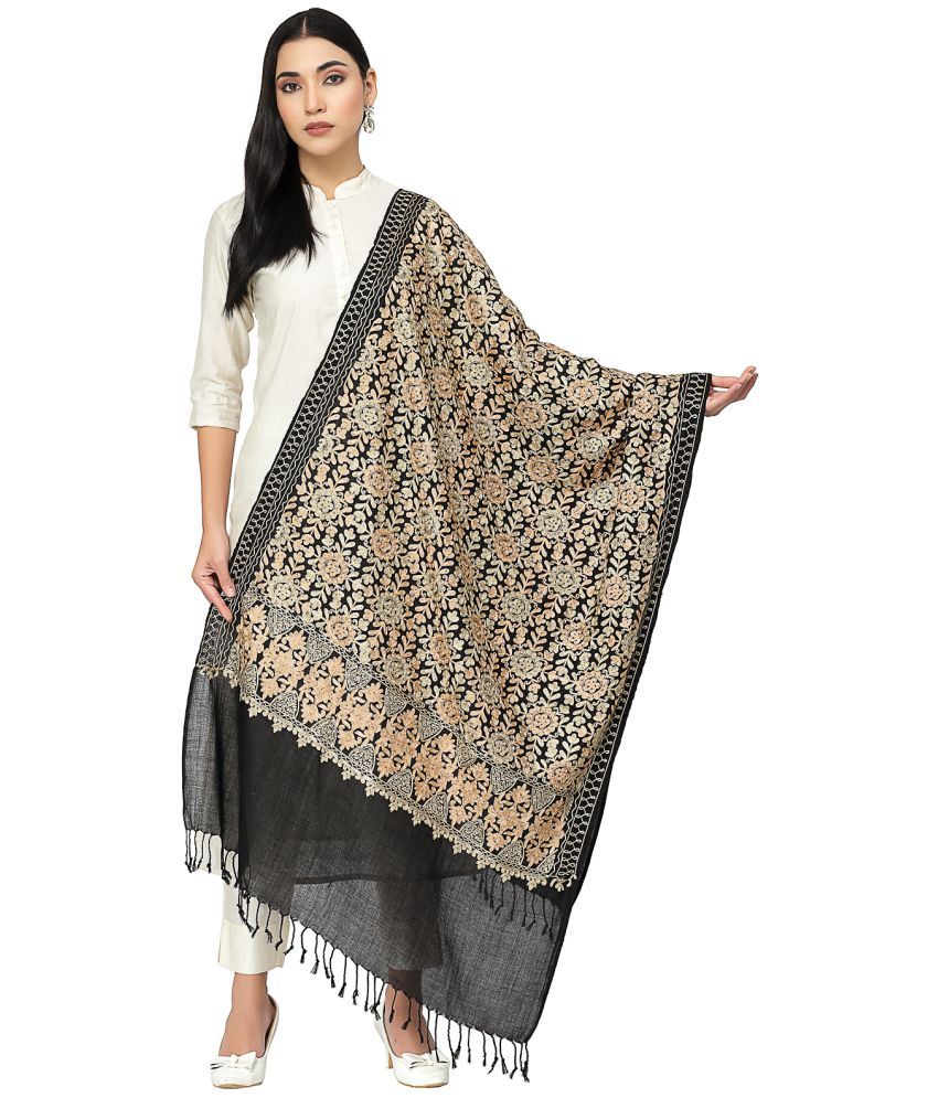     			Anekaant Black Self Design Shawl - ( Pack of 1 )