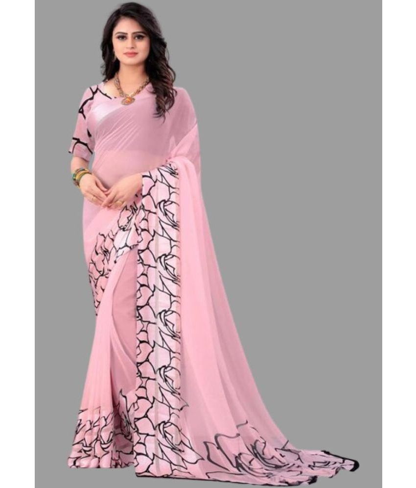     			Sanjana Silks - Pink Georgette Saree With Blouse Piece ( Pack of 1 )