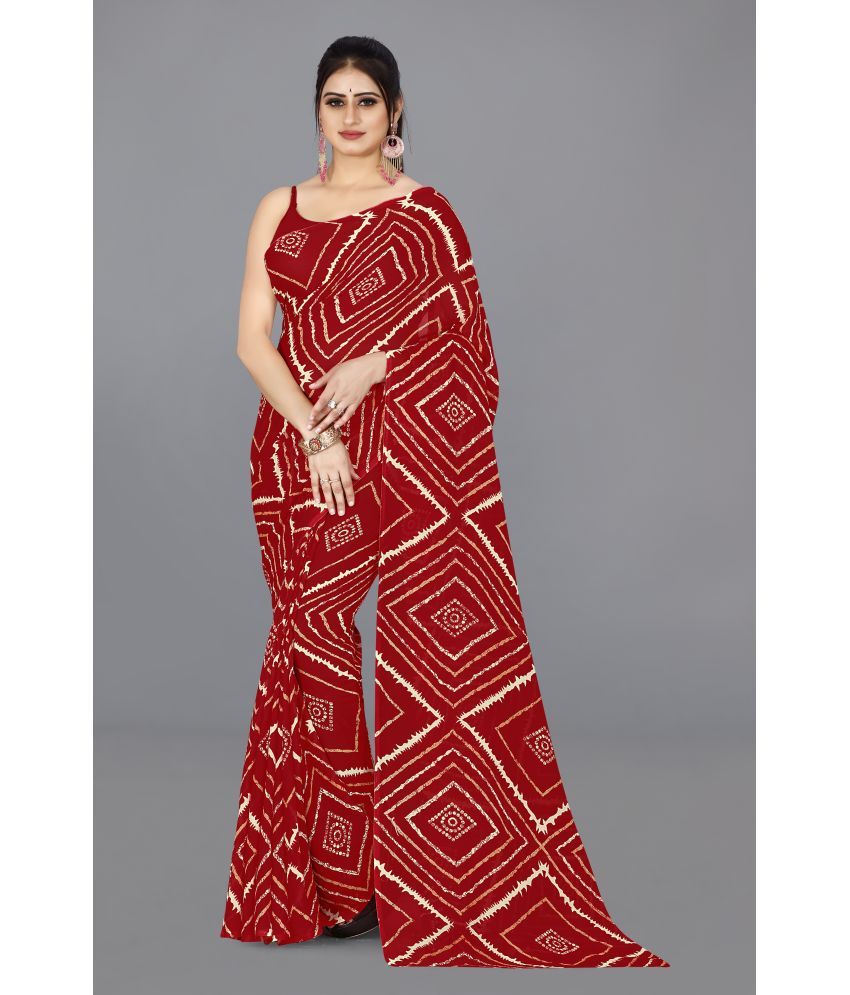     			ANAND SAREES - Red Georgette Saree Without Blouse Piece ( Pack of 1 )