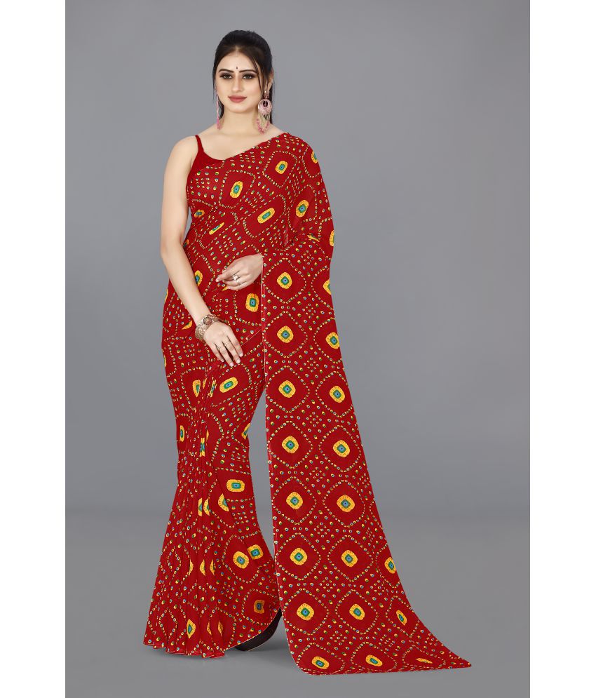     			ANAND SAREES - Red Georgette Saree Without Blouse Piece ( Pack of 1 )