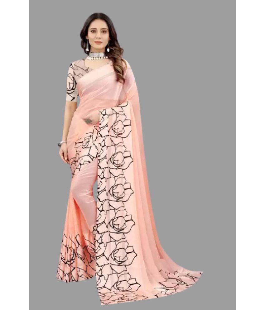     			Sitnjali Lifestyle - Peach Georgette Saree With Blouse Piece ( Pack of 1 )