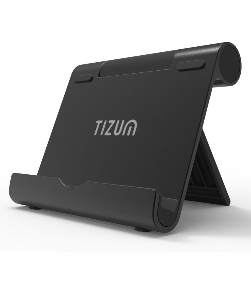     			Tizum Z11- Foldable Tablet Stand Holder, Adjustable Angle, Anti-Slip Pads, Anodized Aluminum Desktop Stand, Cradle, Dock compatible for iPad, Tablets, Smartphones, Kindle with screen up to 10-Inch (Black)
