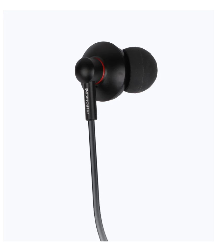 Zebronics Buds 10 In Ear Wired Headphone 0 Hours Playback IPX4(Splash & Sweat Proof) Powerfull bass -Bluetooth Black