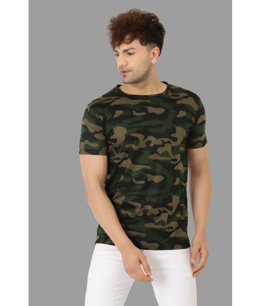     			Leotude - Olive Cotton Blend Regular Fit Men's T-Shirt ( Pack of 1 )