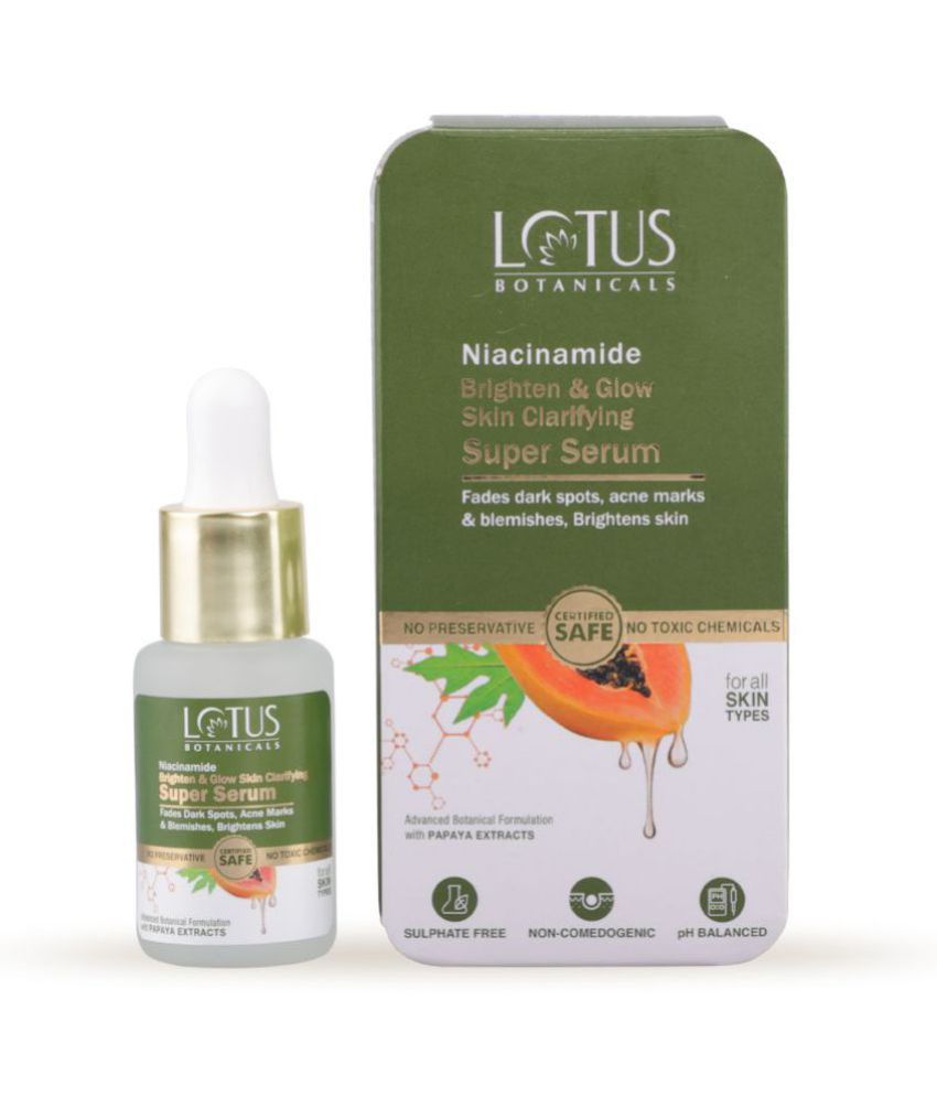 Lotus Botanicals Niacinamide & Papaya Brighten & Glow Skin Super Serum, All Skin type, 14ml