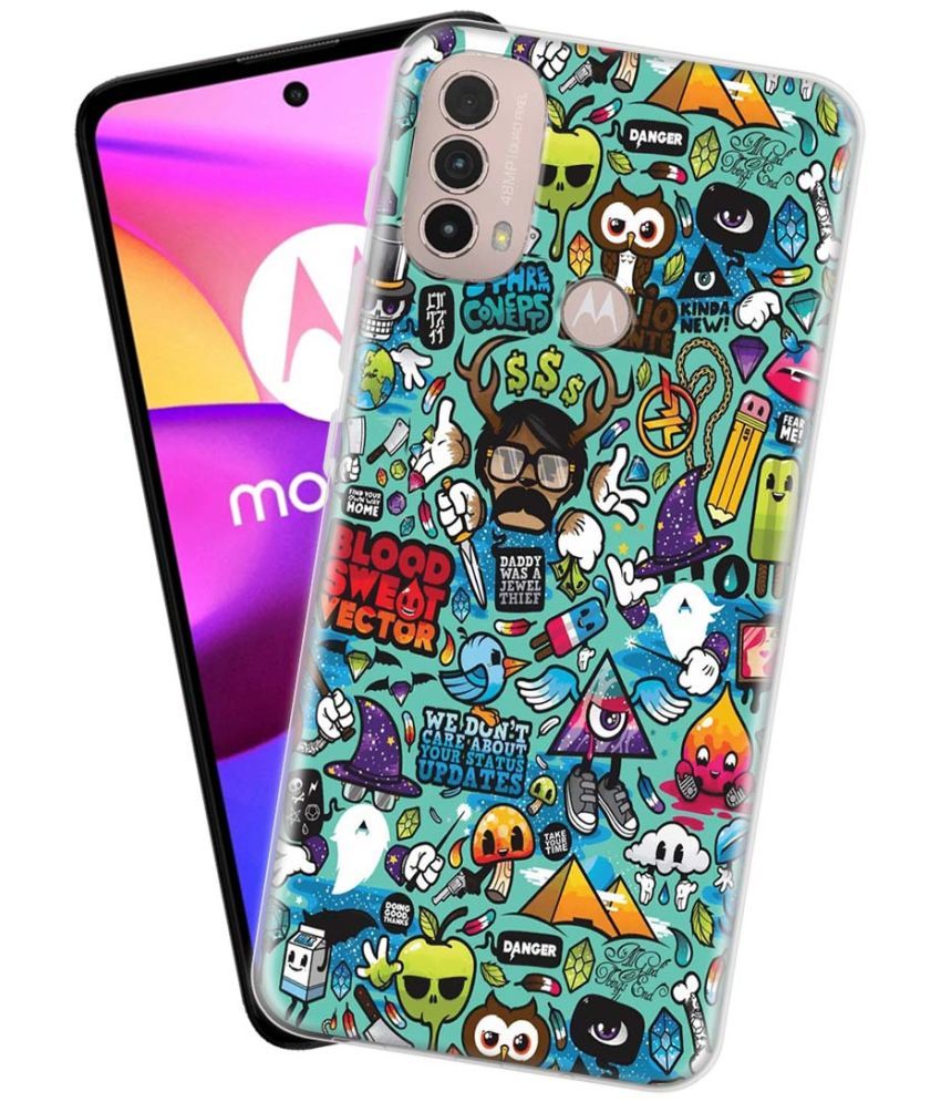     			NBOX - Multicolor Silicon Printed Back Cover Compatible For Motorola Moto E40 ( Pack of 1 )