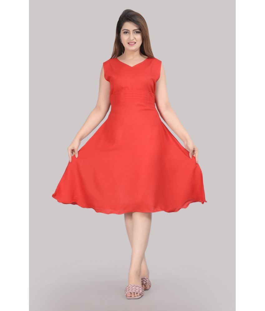     			Smien - Red Rayon Women's Skater Dress ( Pack of 1 )