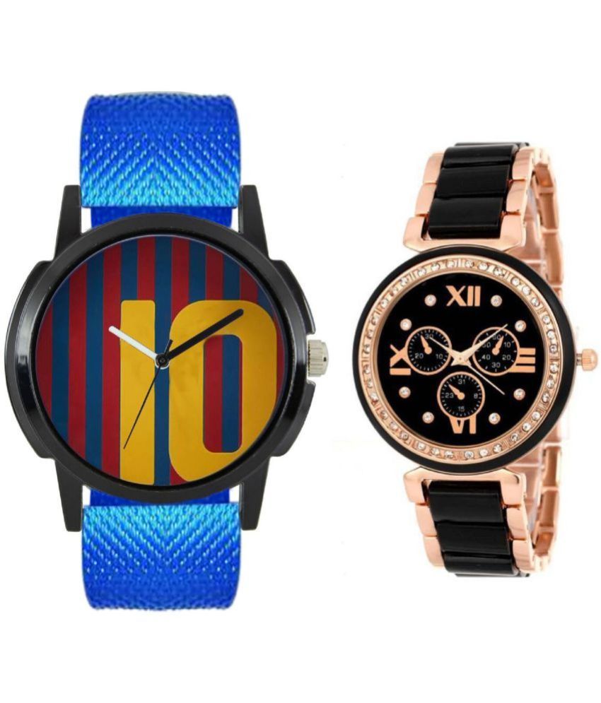     			newmen - Blue PU Analog Couple's Watch