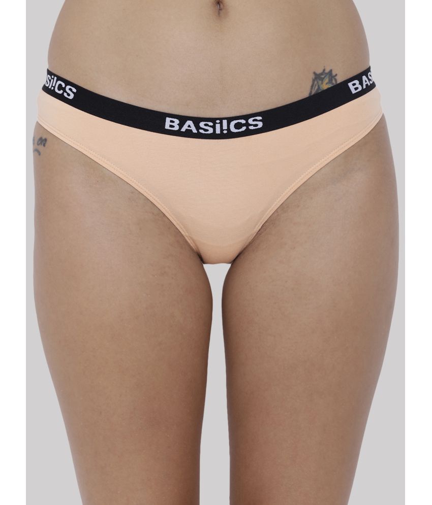     			BASIICS By La Intimo - Beige BCPBR08 Cotton Lycra Solid Women's Bikini ( Pack of 1 )