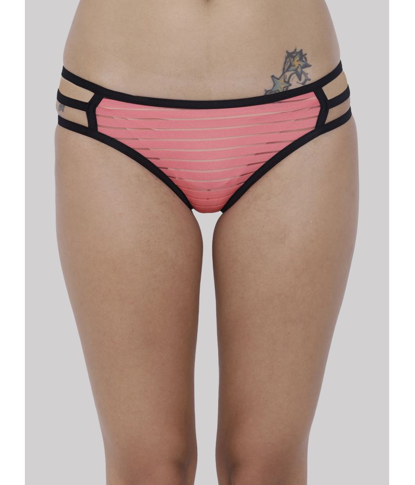     			BASIICS By La Intimo - Coral BCPBK04 Polyester Striped Women's Hipster ( Pack of 1 )