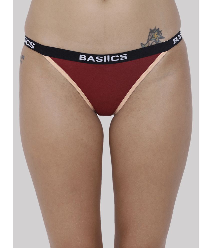     			BASIICS By La Intimo Cotton Lycra Solid Women's Crotchless ( Maroon ) BCPBR09