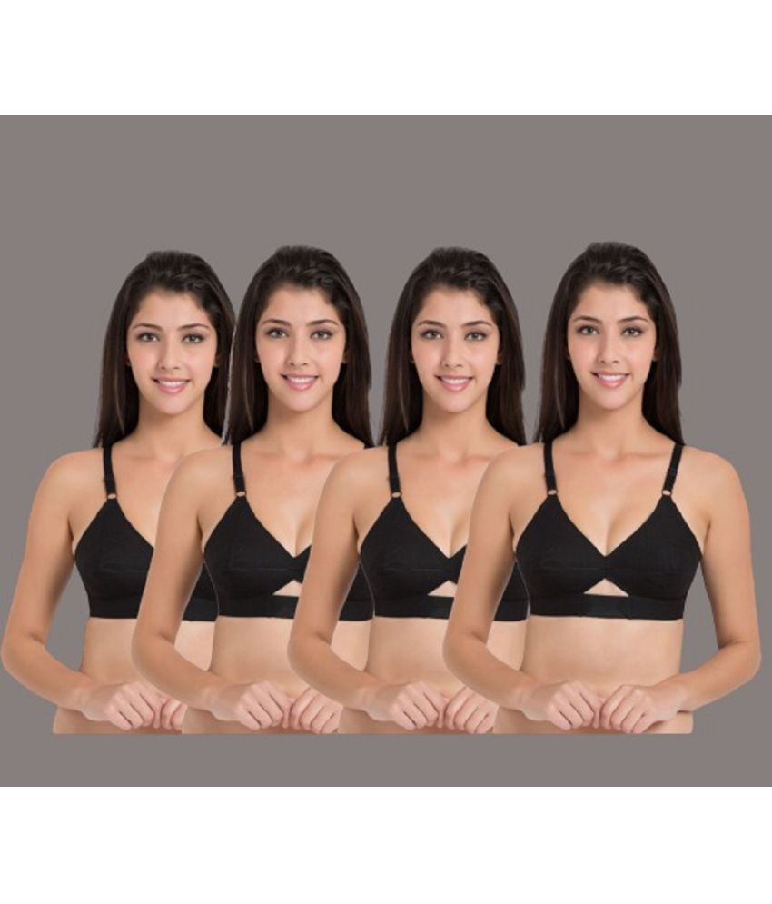     			Desiprime - Black Cotton Non Padded Women's Everyday Bra ( Pack of 4 )