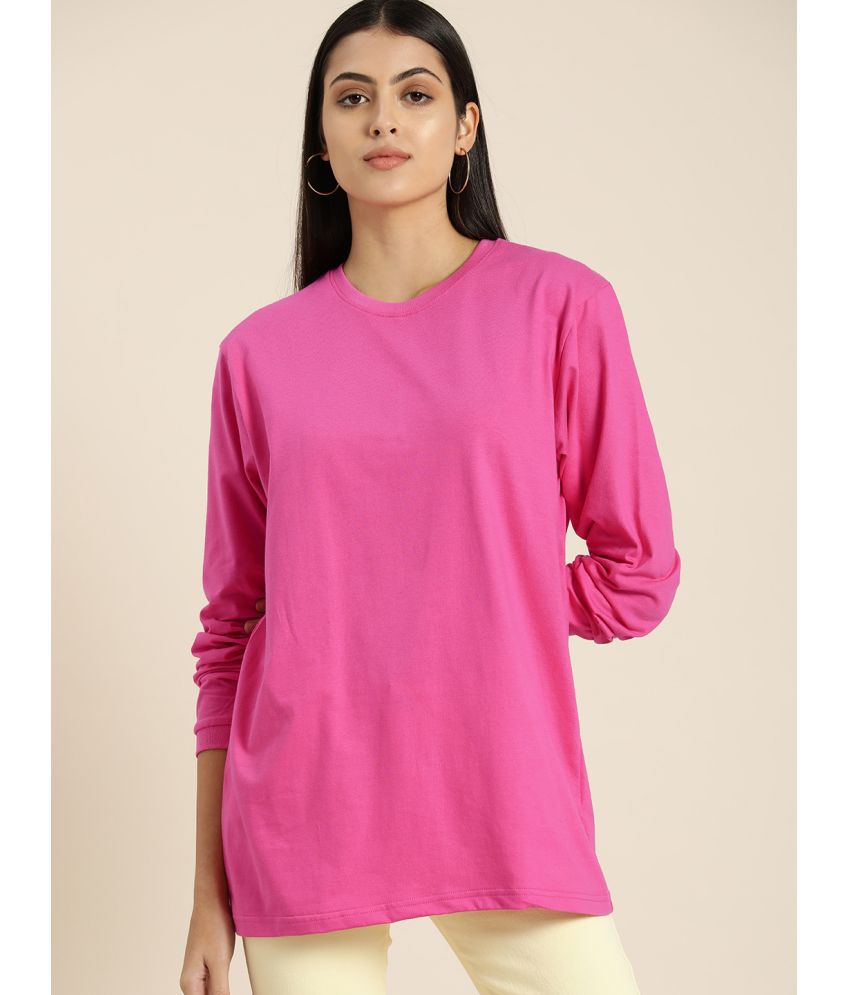     			Difference of Opinion - Fuchsia Cotton Loose Fit Women's T-Shirt ( Pack of 1 )