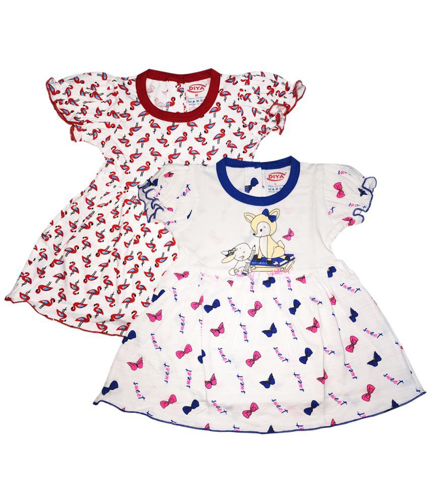     			Diya - Red & Blue Cotton Baby Girl Frock ( Pack of 2 )