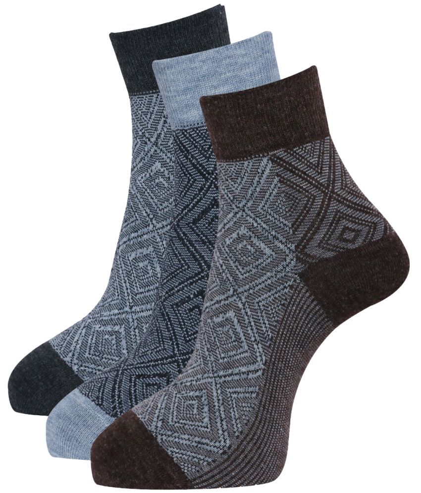     			Dollar - Woollen Men's Printed Multicolor Ankle Length Socks ( Pack of 3 )