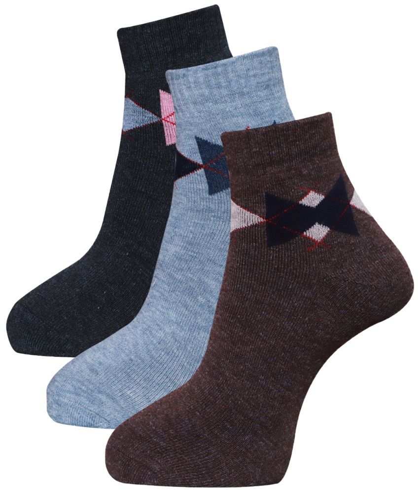     			Dollar - Woollen Men's Self Design Multicolor Ankle Length Socks ( Pack of 3 )