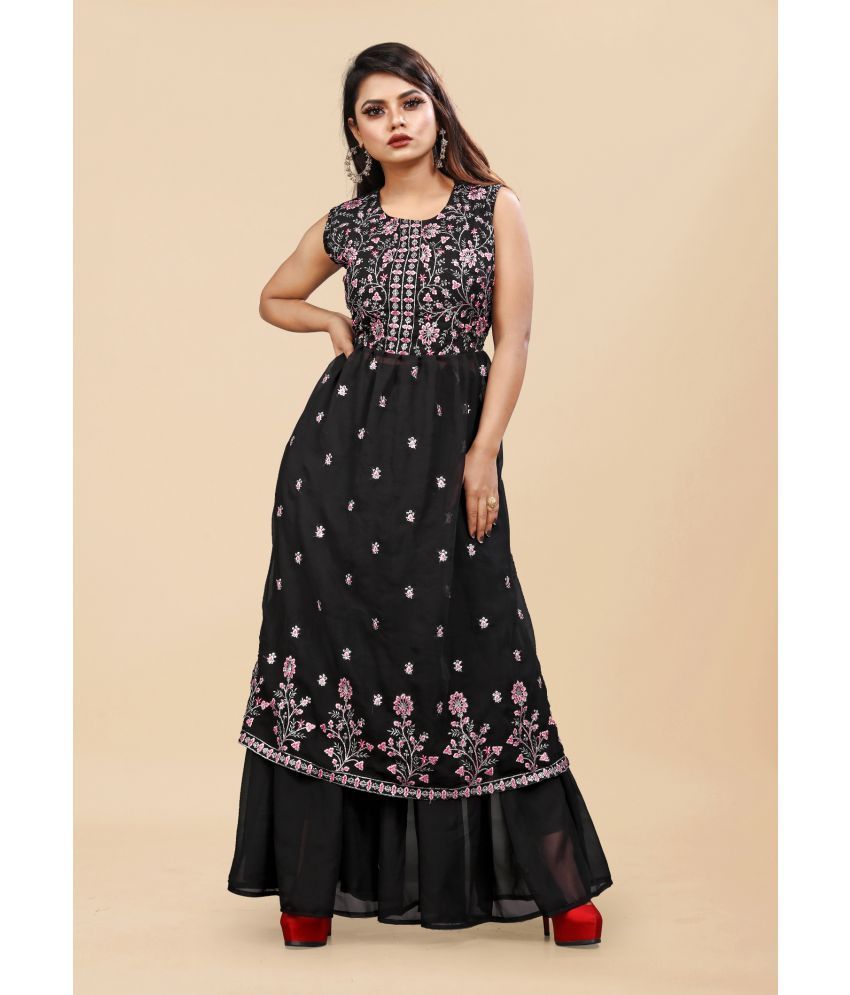     			JULEE - Black Straight Georgette Women's Stitched Salwar Suit ( Pack of 1 )