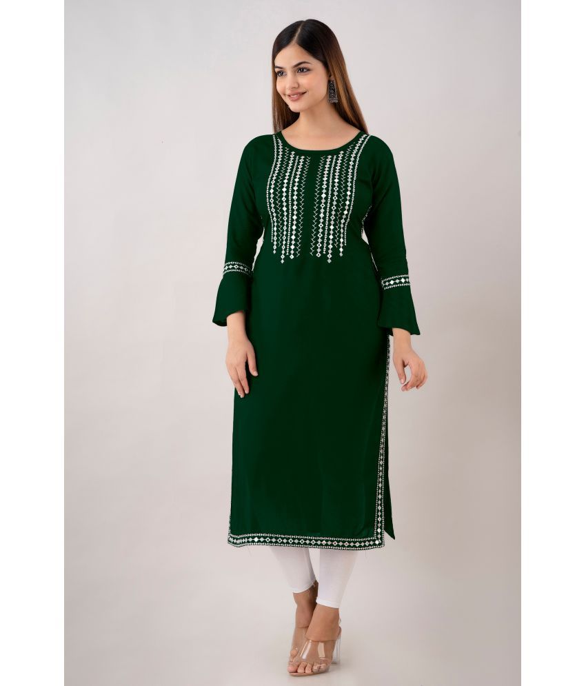     			Kapadia - Green Rayon Women's Straight Kurti ( Pack of 1 )