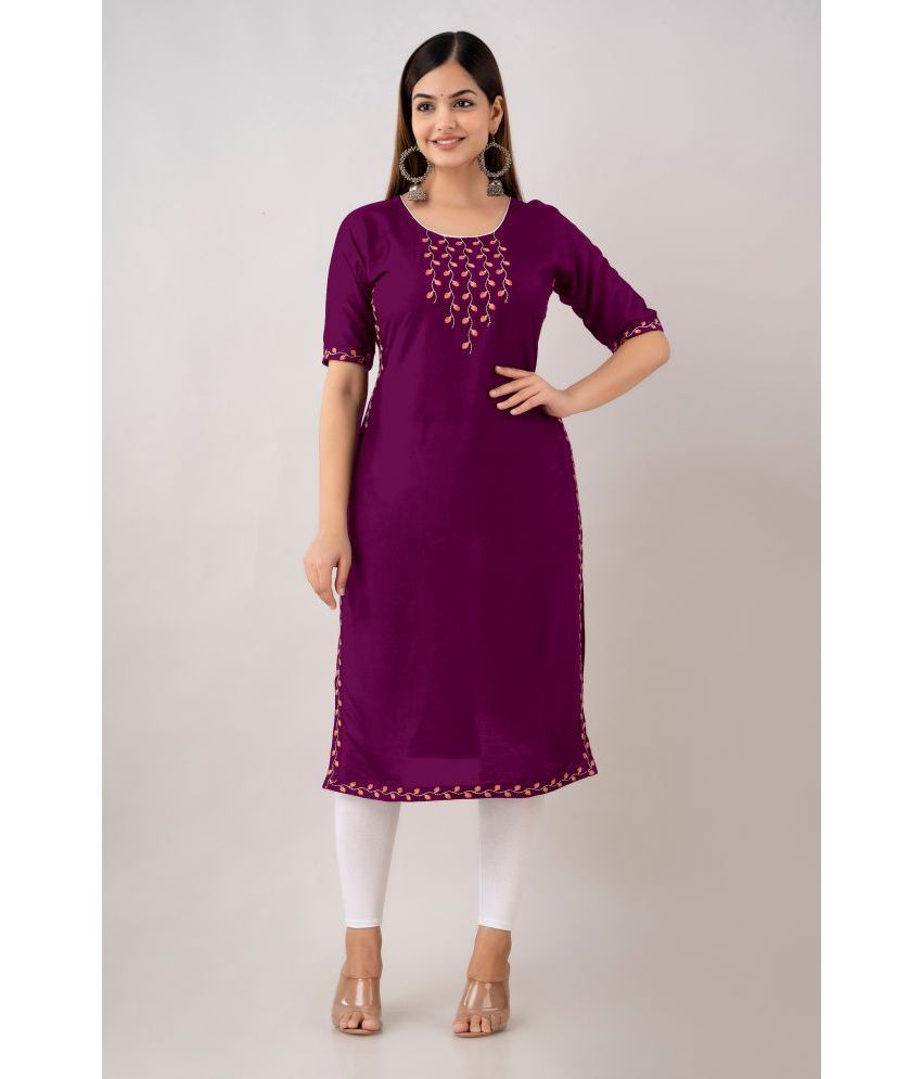     			Kapadia - Purple Rayon Women's Straight Kurti ( Pack of 1 )