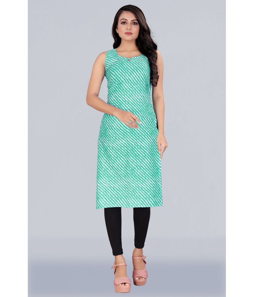     			MEESORRA - Sea Green Rayon Women's Straight Kurti ( Pack of 1 )