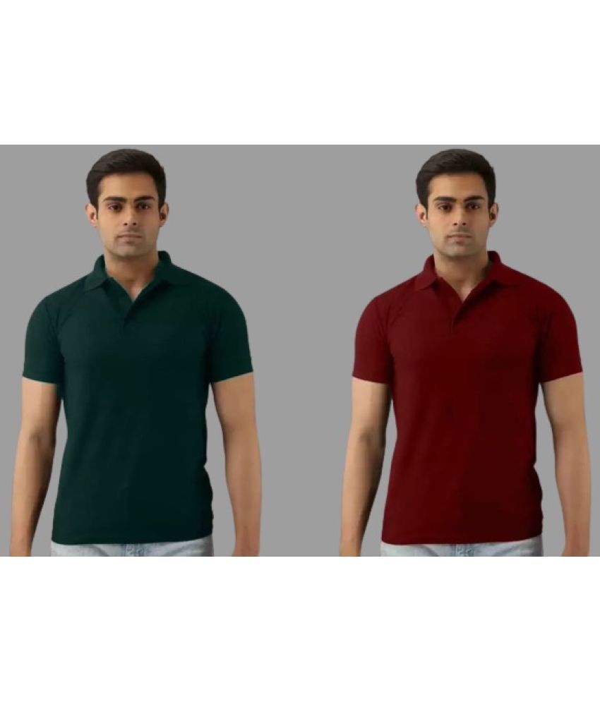     			SKYRISE - Multicolor Cotton Blend Slim Fit Men's Polo T Shirt ( Pack of 2 )