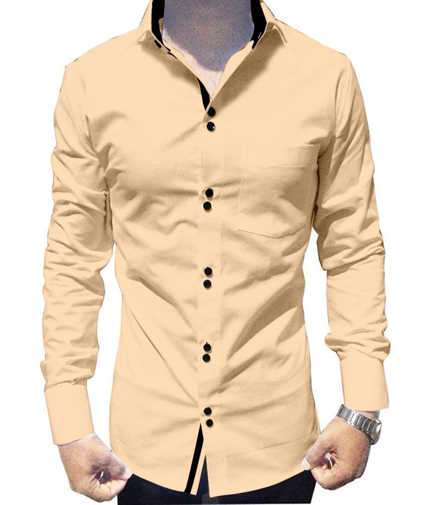     			SUR-T - Beige Cotton Blend Slim Fit Men's Casual Shirt ( Pack of 1 )