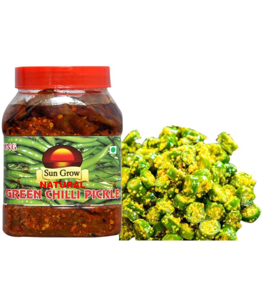     			Sun Grow NATURAL Homemade Organic Royal Kashmiri Green Chilli Pickle Achaar Tate of King Trust Pickle 1000 g