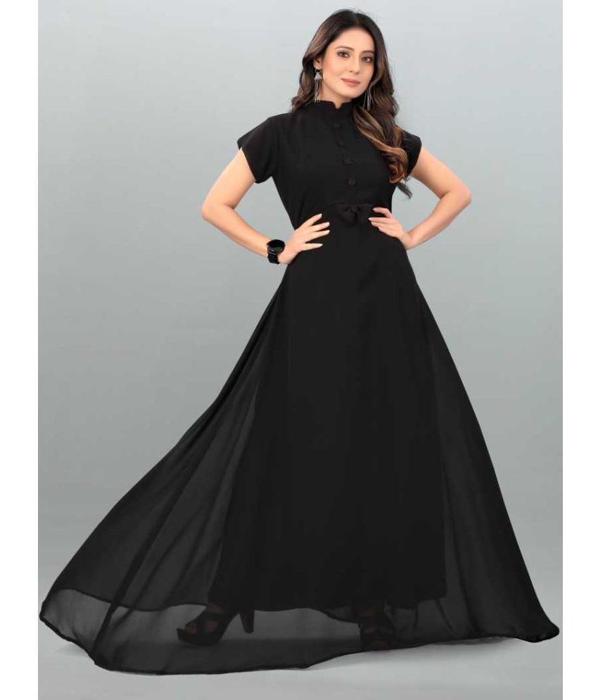     			Vastanienterprise - Black Georgette Women's Gown ( Pack of 1 )