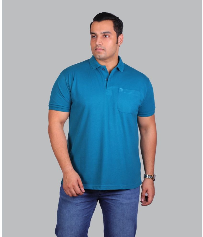     			Xmex - Teal Blue Cotton Blend Regular Fit Men's Polo T Shirt ( Pack of 1 )