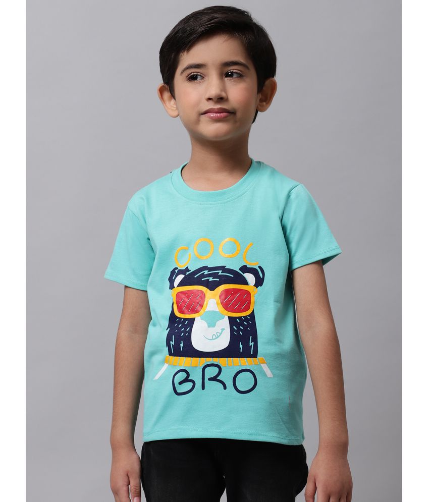     			Little Zing - Turquoise Cotton Boy's T-Shirt ( Pack of 1 )