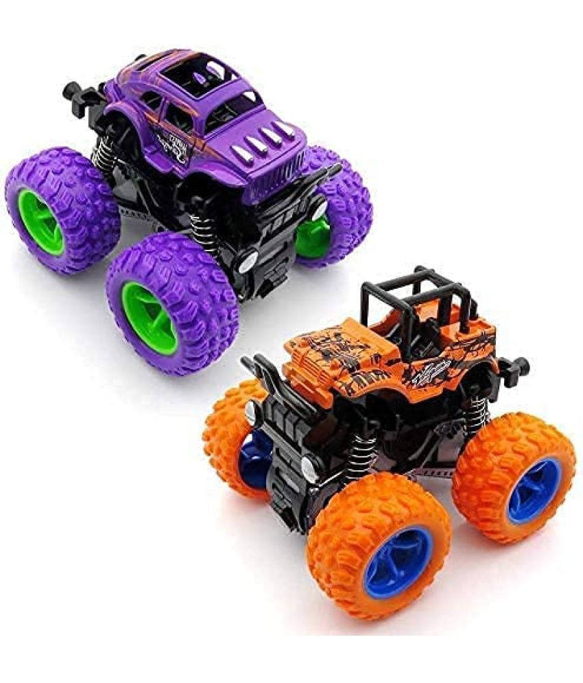     			WATERMELON Mini Mono Truck Friction Powered Cars Toys, 360 Degree Stunt 4wd Cars Push go Truck for Toddlers Kids Gift (PCK OF 2) Assorted
