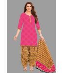 shree jeenmata collection - Pink Straight Cotton Women's Stitched Salwar Suit ( Pack of 1 )