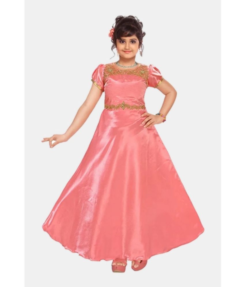     			4 YOU - Peach Silk Girls Gown ( Pack of 1 )