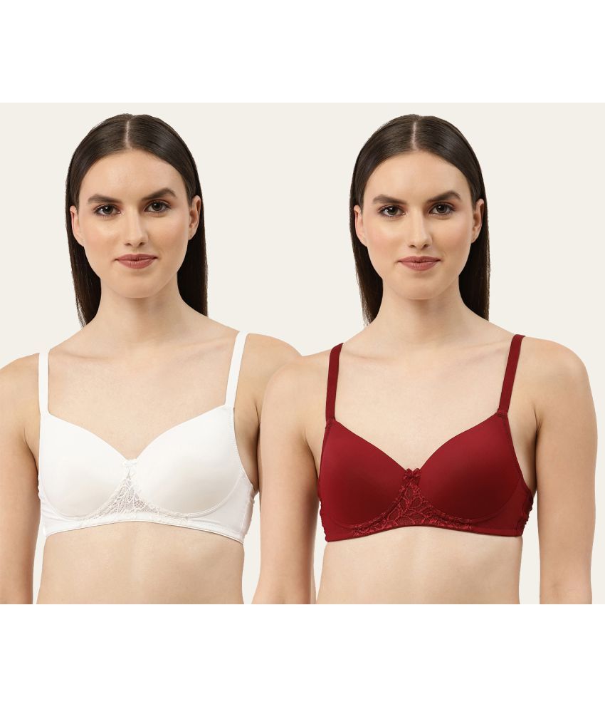     			Leading Lady Pack of 2 Polyester Lightly Padded Women's T-Shirt Bra ( Maroon )