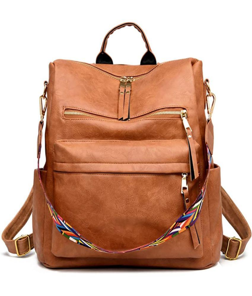     			Louis Craft - Brown Leather Backpack ( 20 Ltrs )