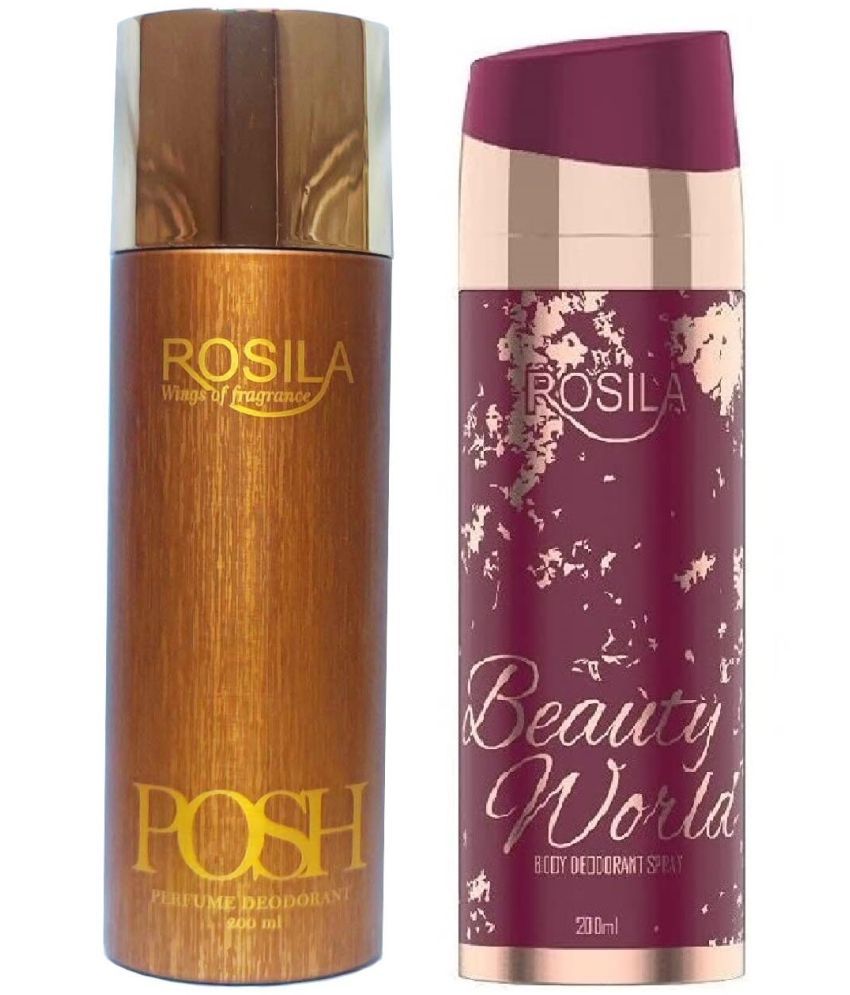     			ROSILA - 1 POSH & 1 BEAUTY WORLD DEODORANT Deodorant Spray for Men,Women 400 ml ( Pack of 2 )