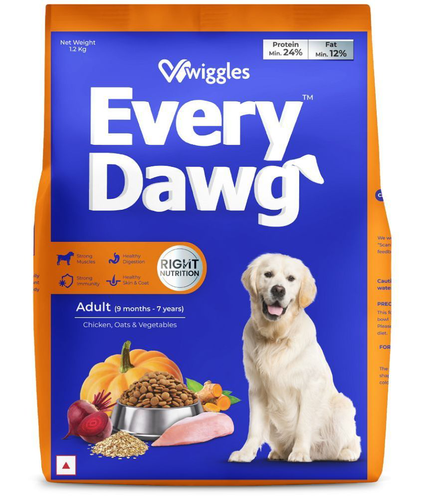     			Wiggles EveryDawg Dry Adult Dog Food, 1.2kg (Chicken, Oats & Vegetables)