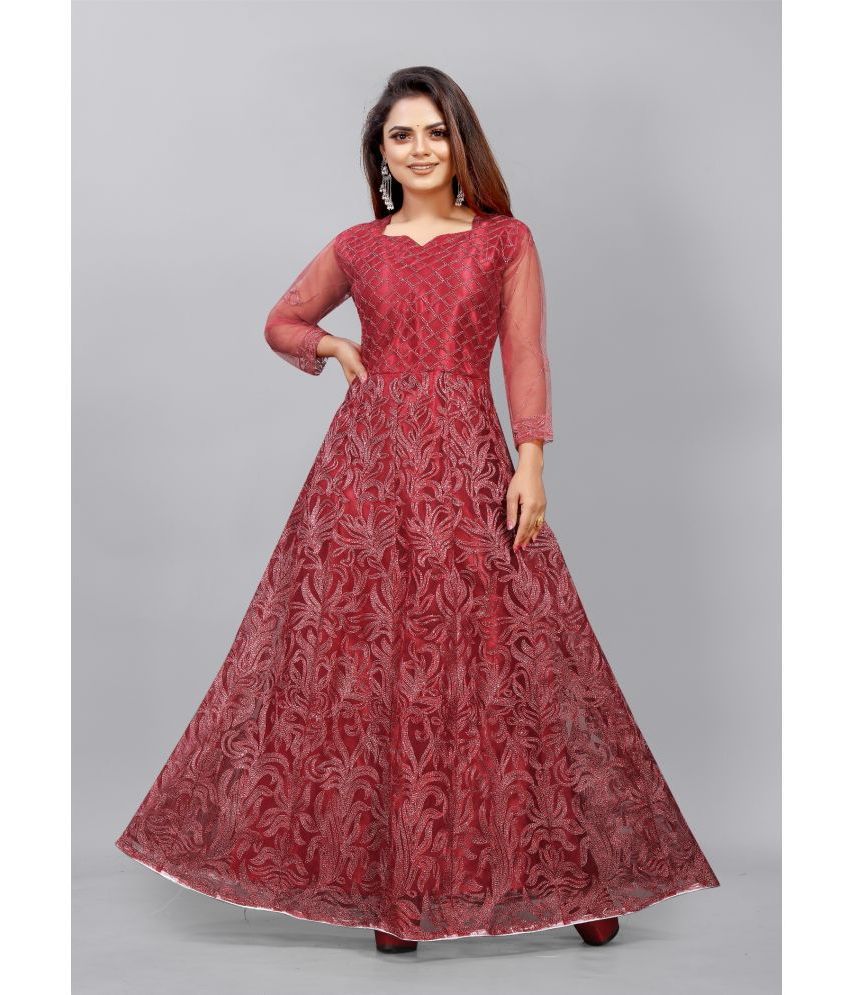     			Apnisha - Red Net Women's Gown ( Pack of 1 )