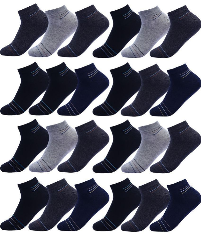 Broen - Cotton Men's Striped Multicolor Low Cut Socks ( Pack of 12 )